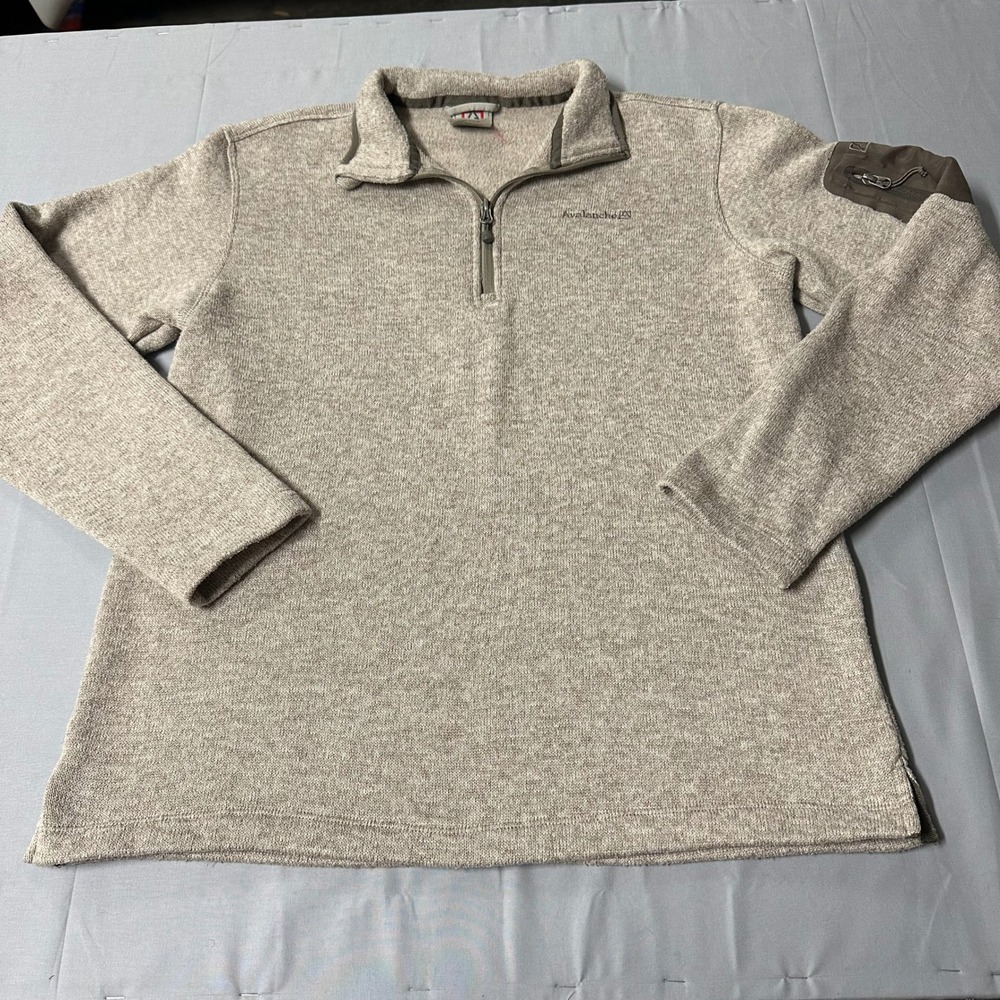 Avalanche Mens Large Oatmeal Heather Quarter Zip Thermal Pullover Sleeve Pocket